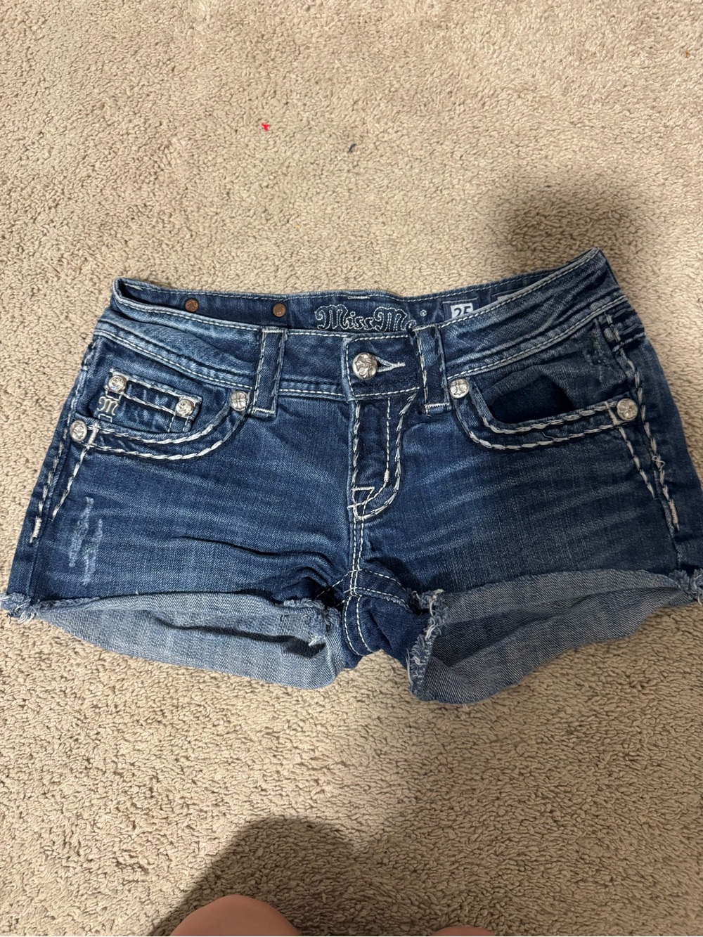 Miss Me Dark Blue Denim Women's Shorts Size 25